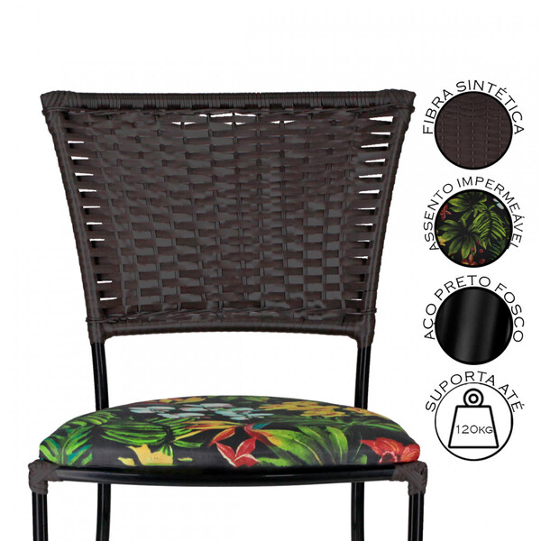 Conjunto de 4 Cadeiras para Área Externa Gramado Fibra Junco