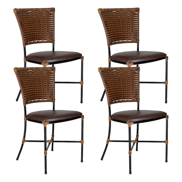 Conjunto de 4 Cadeiras para Área Externa Gramado Fibra Junco