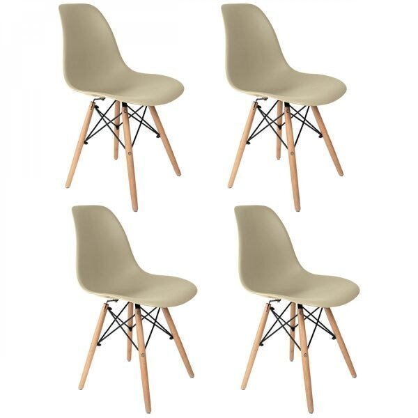 Conjunto De 4 Cadeiras Pp Base Madeira Eames Dsw-m Empório