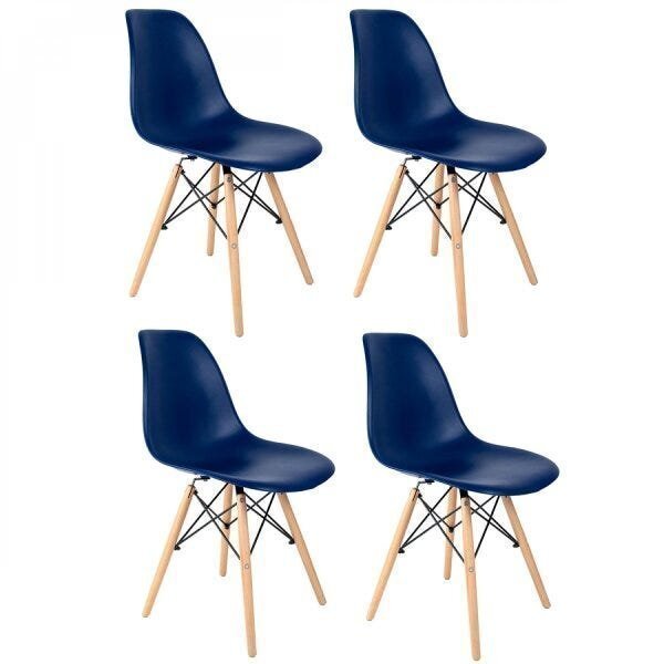 Conjunto De 4 Cadeiras Pp Base Madeira Eames Dsw-m Empório  A