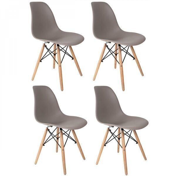 Conjunto De 4 Cadeiras Pp Base Madeira Eames Dsw-m Empório  C