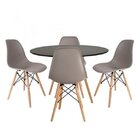 Conjunto De 4 Cadeiras Pp Base Madeira Eames Dsw-m Empório  C