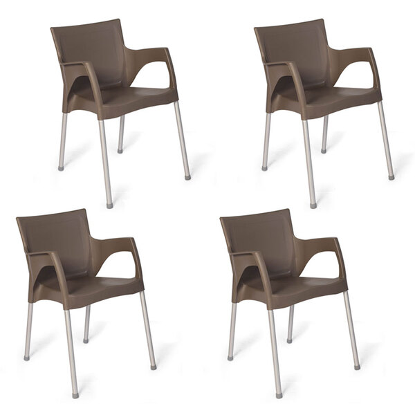 Conjunto De 4 Cadeiras Santarém – Xplast - Cinza Fendi