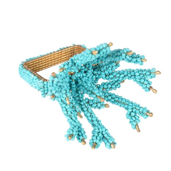 Conjunto De 4 Porta Guardanapos Em Metal Azul E Dourado 7 5cm