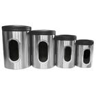 Conjunto De 4 Potes Hermético Inox Kit Mantimento Cozinha - W