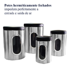 Conjunto De 4 Potes Hermético Inox Kit Mantimento Cozinha - W