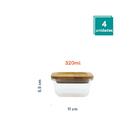 Conjunto De 4 Potes Herméticos De 320 Ml Com Tampa De Bambu N