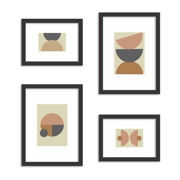 Conjunto De 4 Quadros Decorativos Premium Abstrata Preto