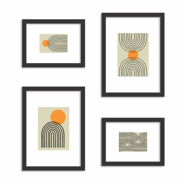 Conjunto De 4 Quadros Decorativos Premium Estampa Abstrata Pr