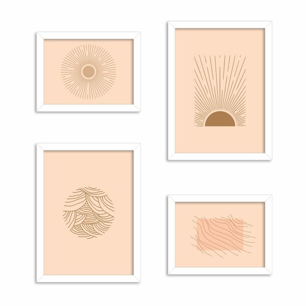 Conjunto De 4 Quadros Decorativos Premium Estampa Moderna Abs