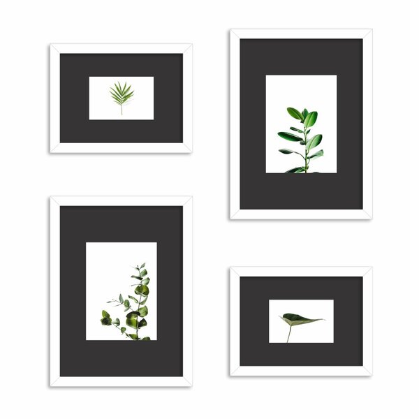 Conjunto De 4 Quadros Decorativos Premium Ramos Branco