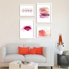 Conjunto De 4 Quadros Decorativos Premium Red Brush Abstrato