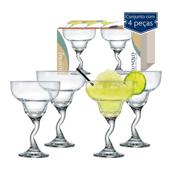 Conjunto De 4 Taças Margarita Twister Vidro 350ml