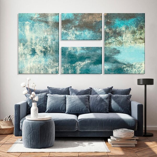 Conjunto De 4 Telas Decorativas Em Canvas Arte Contemporâneo