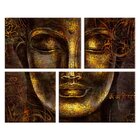 Conjunto De 4 Telas Decorativas Em Canvas Buda Dourado Único