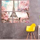 Conjunto De 4 Telas Decorativas Em Canvas Painting Paris Pink
