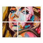 Conjunto De 4 Telas Decorativas Em Canvas Pintura Rosto Femin