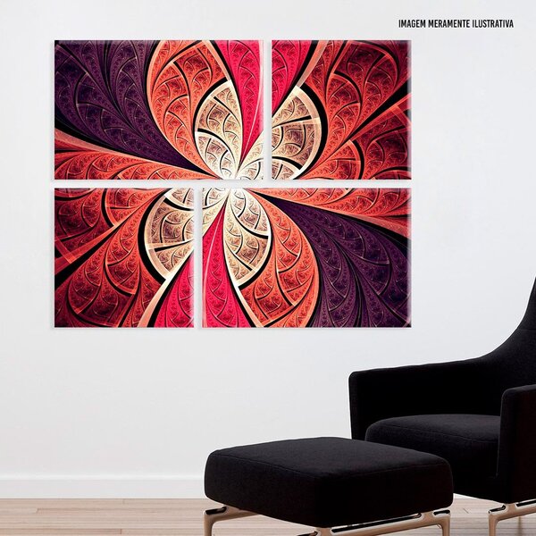 Conjunto De 4 Telas Decorativas Em Canvas Rose Único