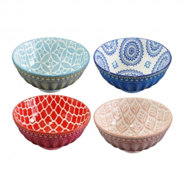 Conjunto De 4 Vasos Em Ceramica  Mini  Azul Verde Vermelho E