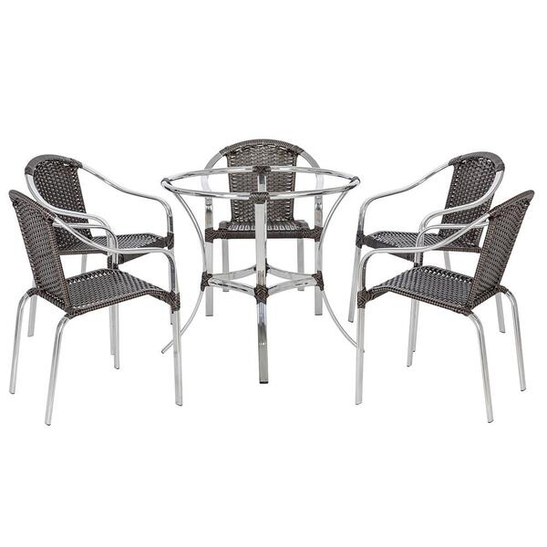 Conjunto De 5 Cadeiras De Area Em Aluminio E Fibra Sintetica