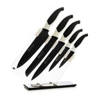 Conjunto de 5 facas e Suporte preto e branco Slice & Dice