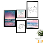 Conjunto De 5 Quadros Decorativos Com Moldura Viagem