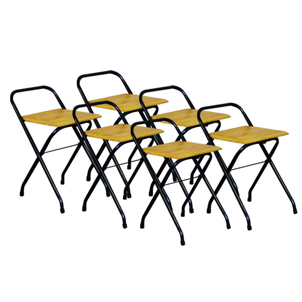 Conjunto De 6 Cadeiras Dobráveis Rústico Madeira Natural