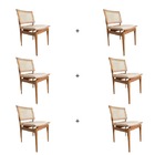 Conjunto De 6 Cadeiras Madeira Maciça Detalhe De Tela Sextava