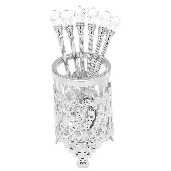 Conjunto De 6 Colheres Com Suporte De Zamac Prata Lyor 3734