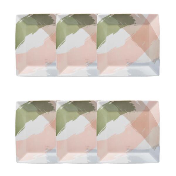 Conjunto De 6 Pratos Sobremesa 20x20cm Quartier Sketch