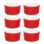 Conjunto De 6 Ramequins 10x5cm 180ml Vermelho E Branco