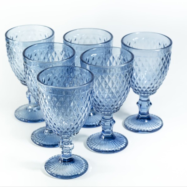 Conjunto De 6 Taças Bico De Abacaxi - 300 Ml Azul