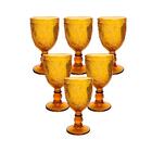 Conjunto De 6 Taças Em Vidro Âmbar Folha 350ml - Casambiente