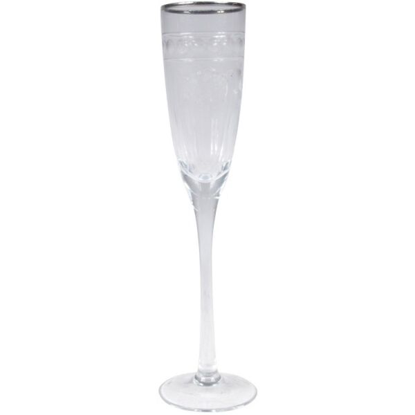 Conjunto De 6 Taças Para Champagne Detalhe Prata
