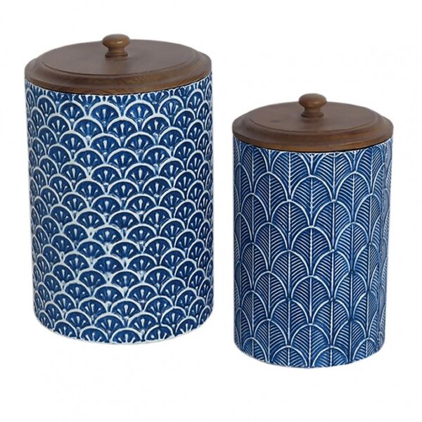 Conjunto De  Potes De Metal E Madeira  2 Pecas