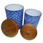 Conjunto De  Potes De Metal E Madeira  2 Pecas