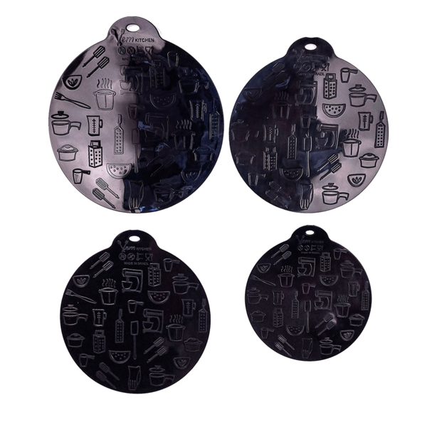 Conjunto De Almofada De Silicone 4 Peças Preto Para Fogão De