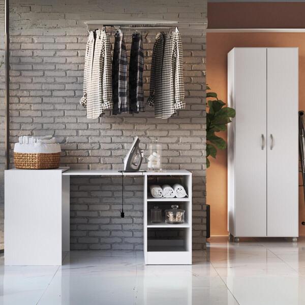 Conjunto De Armário Lavanderia 2 Portas Com Mesa Dobrável Mul