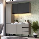 Conjunto De Armários De Cozinha Modulado Bambu Fumê Com Grafi