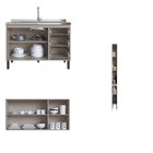 Conjunto De Armários De Cozinha Modulado Bambu Fumê Com Grafi