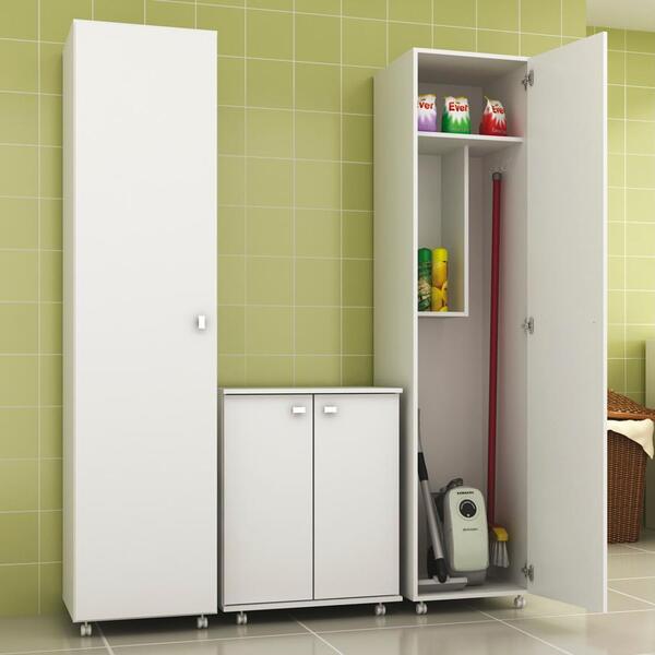 Conjunto De Armarios Para Lavanderia 03 Peças Cj2 Tecno Mobili