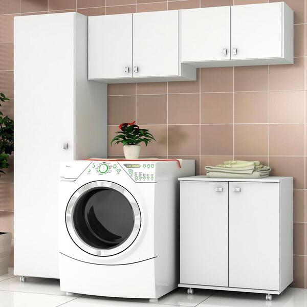 Conjunto De Armarios Para Lavanderia 04 Peças Cj1 Tecno Mobili