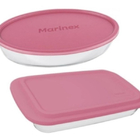 Conjunto De Assadeiras Com Tampa Rosa 02 Peças Marinex