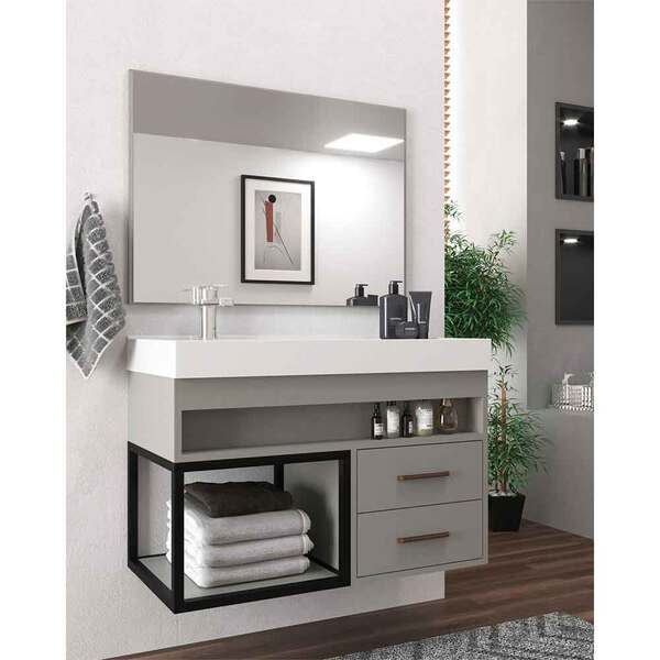 Conjunto De Balcão De Banheiro New 80 Com Espelho 2 Gavetas C