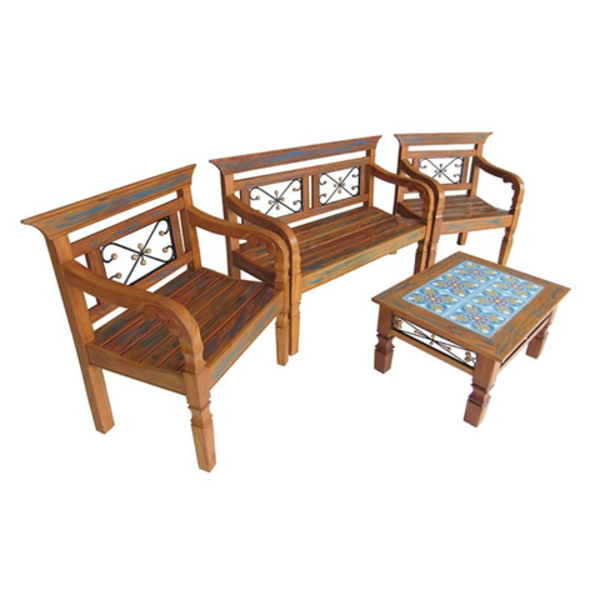 Conjunto De Bancos Emma Em Madeira De Demolição - Cód 2505