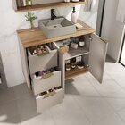 Conjunto De Banheiro 76cm X 136,5cm Aqua Panna / Carvalho