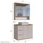 Conjunto De Banheiro 76cm X 136,5cm Aqua Panna / Carvalho