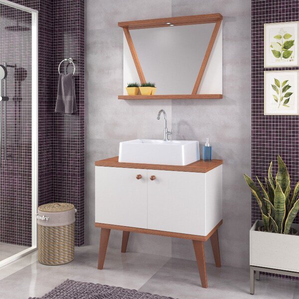 Conjunto De Banheiro Berton 0,80cm Cinamomo/br