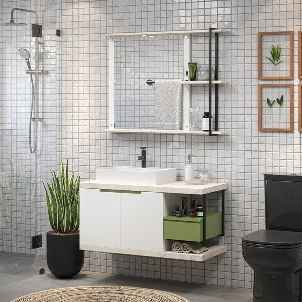 Conjunto De Banheiro Berton Batuto 1,00cm Atenna/verde/br