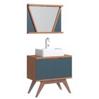 Conjunto De Banheiro Berton Onix 0,80cm Cinamomo/azul Petróle